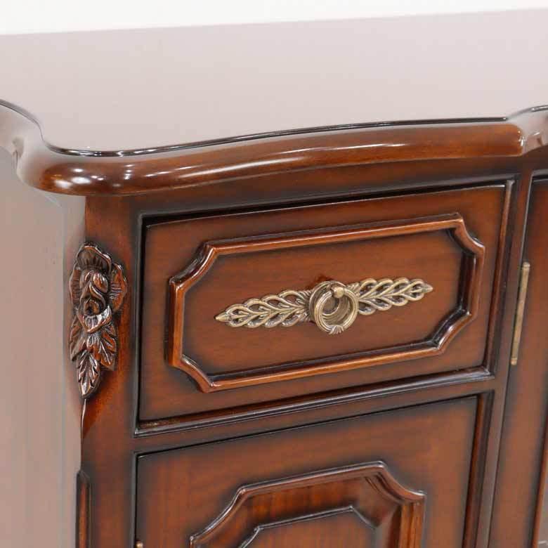 サイドボード ローキャビネット マホガニー 猫脚 完成品 木製 茶