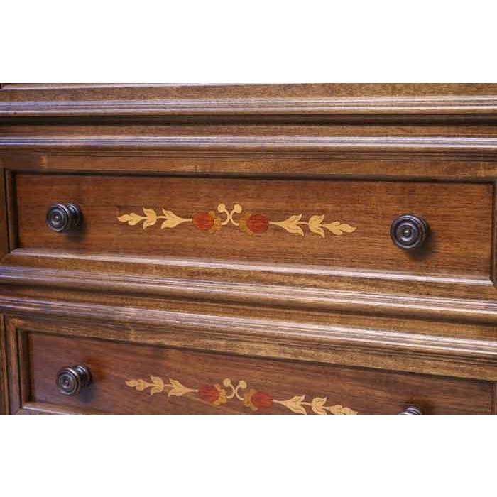 イタリア デスク ライティング ビューロー 3段 茶 象嵌 丸脚 完成品