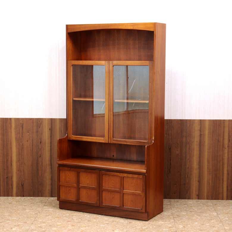 ユニットキャビネット ネイサン ガラス戸 イギリス 木製 レトロ ミッド