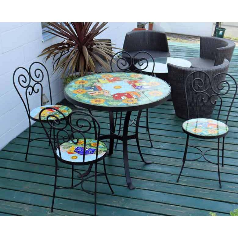 イタリア テーブルセット 風景 ガーデンテーブル チェア 5点セット