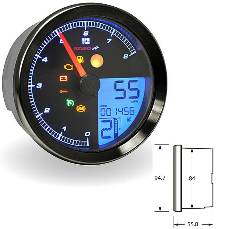 KOSO 27-5798BK LCDカラーチェンジ スピード/タコメーター ブラック