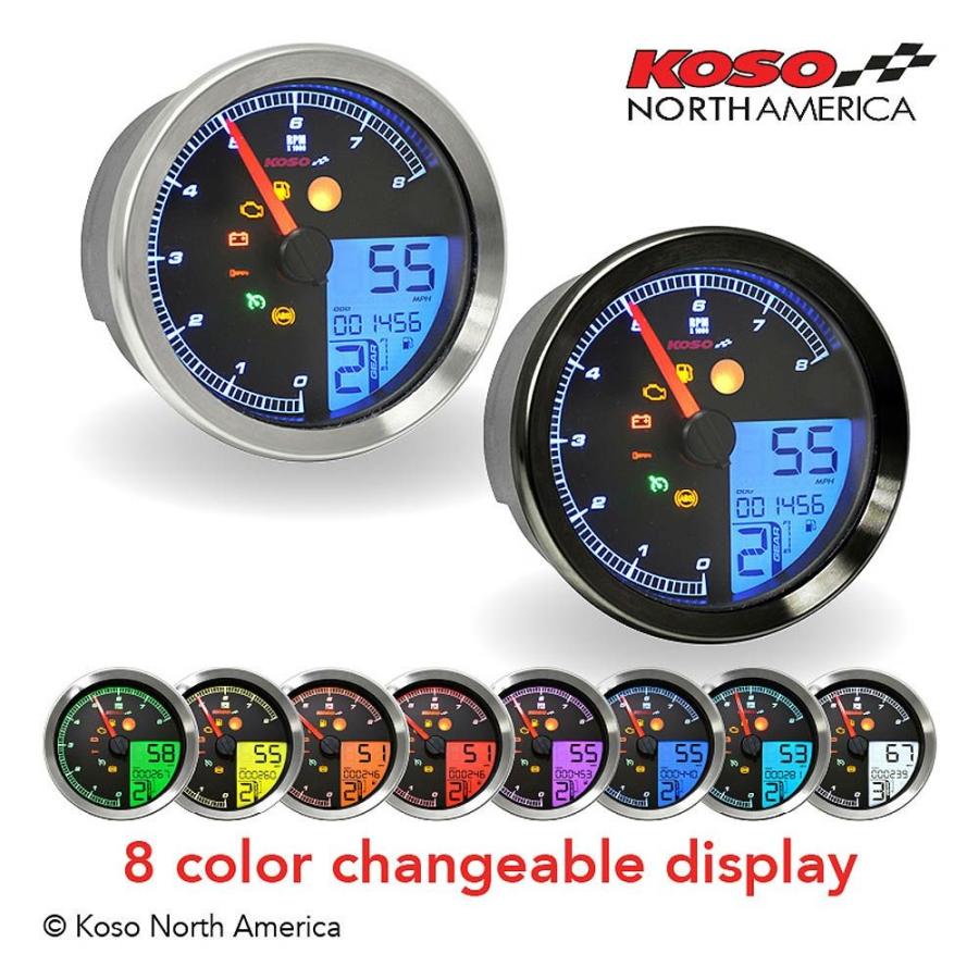 KOSO 27-5798BK LCDカラーチェンジ スピード/タコメーター ブラック