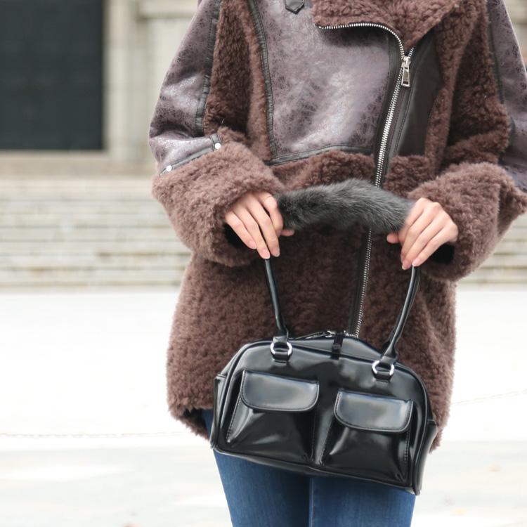 ファー ハンドル カバー ミンク バッグ 持ち手 リアルファー 日本製