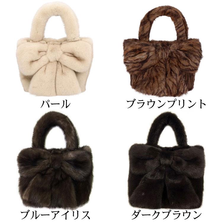 バッグ ファー リアルファー 日本製 ミンク ハンドバッグ リボン