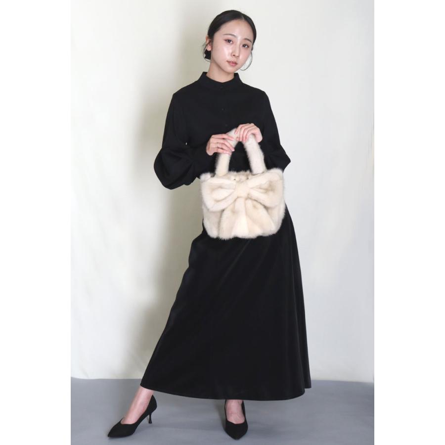 バッグ ファー リアルファー 日本製 ミンク ハンドバッグ リボン