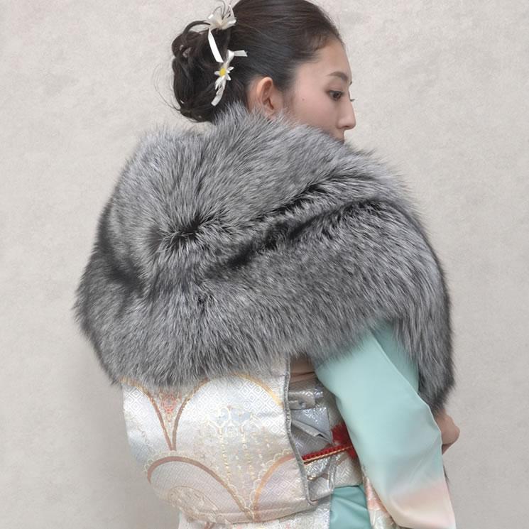 爆買 日本製 SAGA シルバーフォックス 和洋兼用 大判 ストール