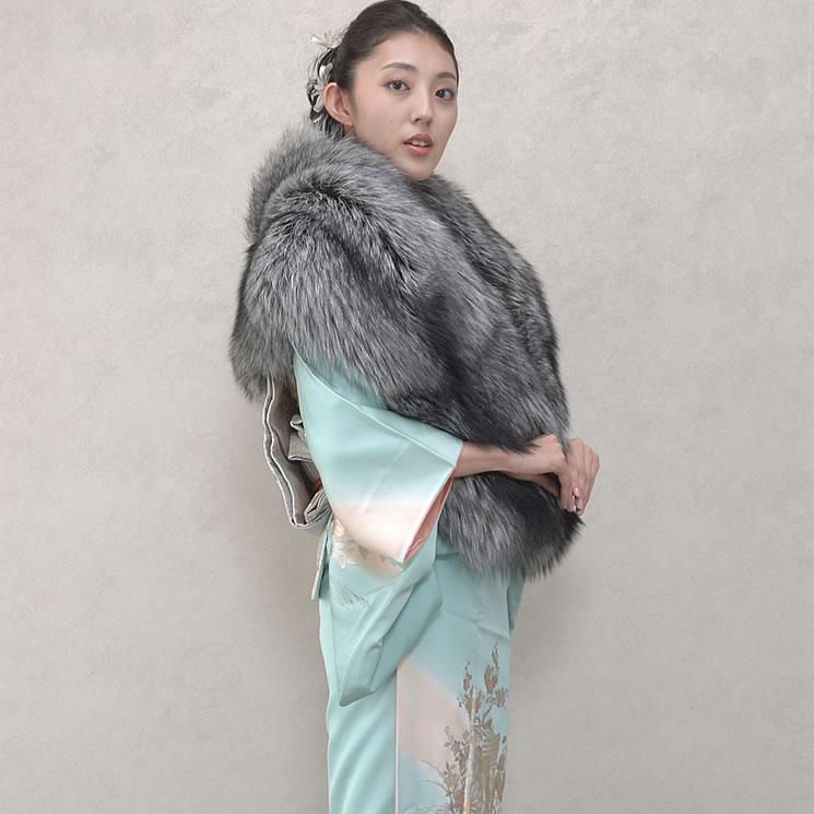 爆買 日本製 SAGA シルバーフォックス 和洋兼用 大判 ストール