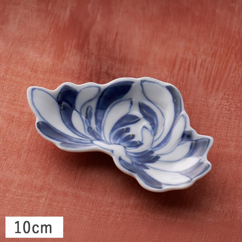 染付青 菊花豆皿(横長) 10cm ブルー 有田焼 // 和食器 食器 小皿 豆皿
