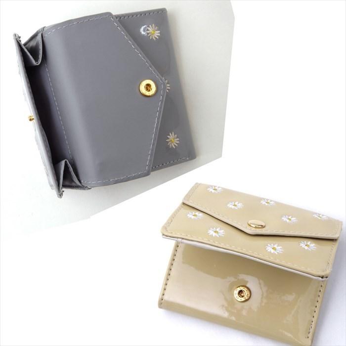 Flowering（フラワーリング） マーガレット刺繍 三つ折り 財布 札入れ