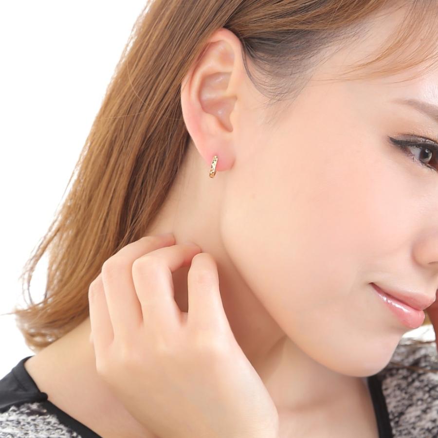 18金 フープ ピアス ダイヤ カット 片耳 1個 レディース メンズ リング