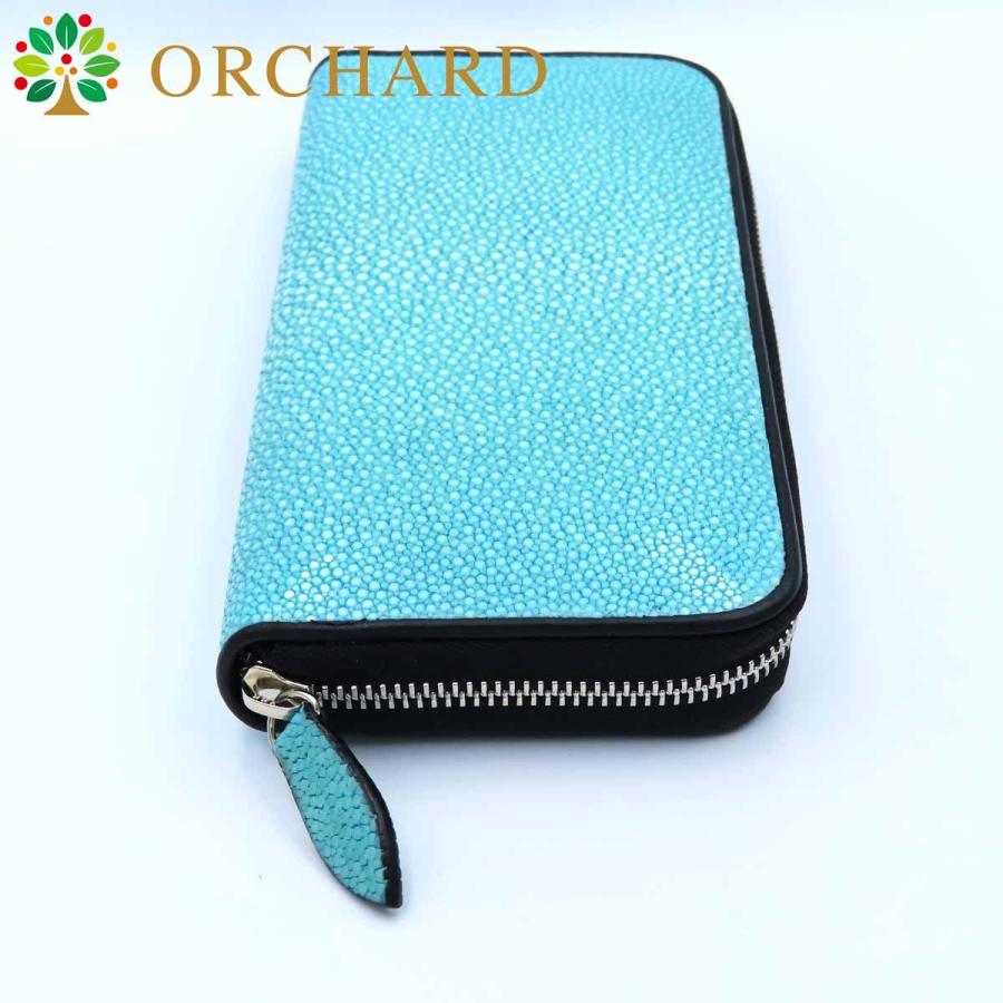 スティングレイ エイ革 ガルーシャ ターコイズブルー 牛革 長財布