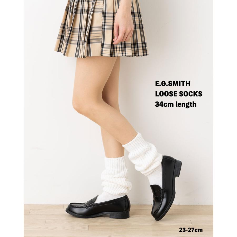 E.G.SMITH)ルーズソックス 34cm丈 23-27cm ホワイト 白 イージースミス