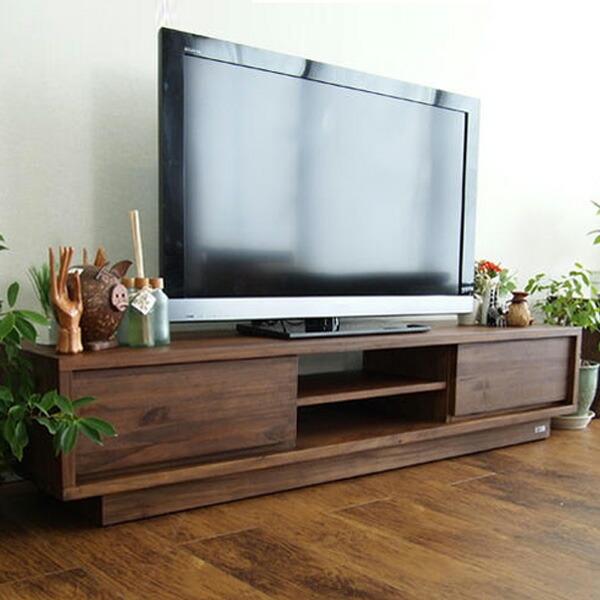 テレビ台 ローボード シンプルデザイン 天然木 チーク 幅160cm （ TV