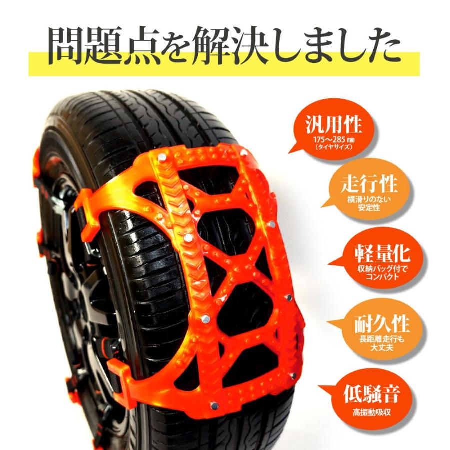 タイヤチェーン 非金属 簡単 サイズ 175mm〜285mm スノーチェーン