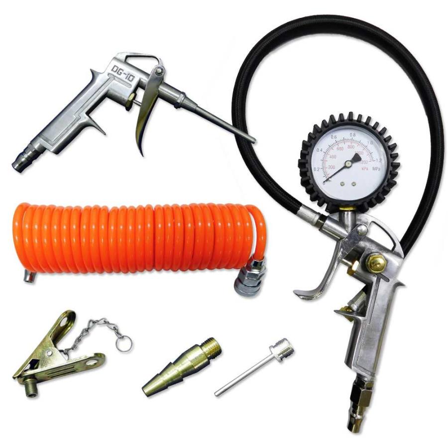 エアーコンプレッサー 用 エアツール 6点セット 空気圧測定 エアー