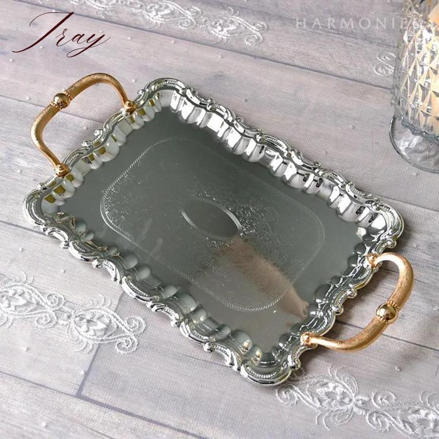 HARMONIER（ハルモニア） シルバートレイ ゴールドハンドル トレー
