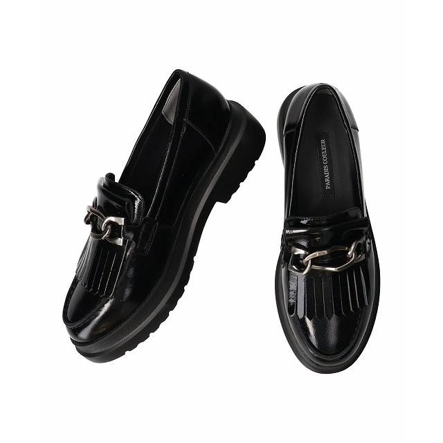 PARADIS COULEUR/パラディクルールのチェーンビットキルトローファー