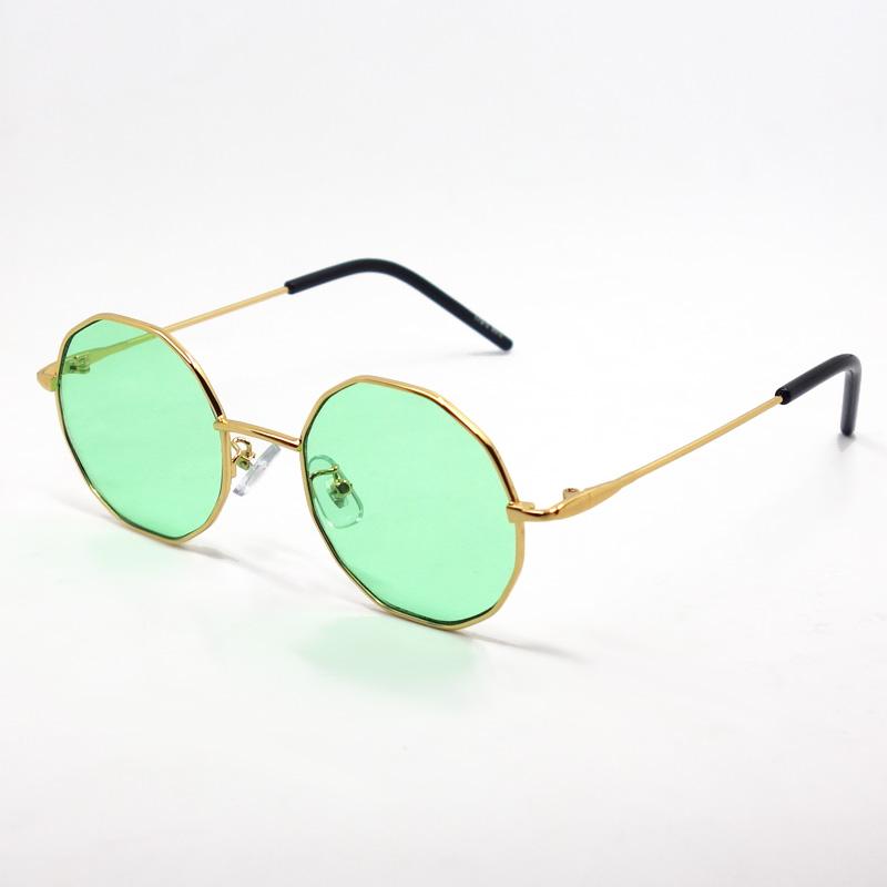 サングラス メンズ レディース 鼻あて 多角形 丸目 ラウンド型 メタル