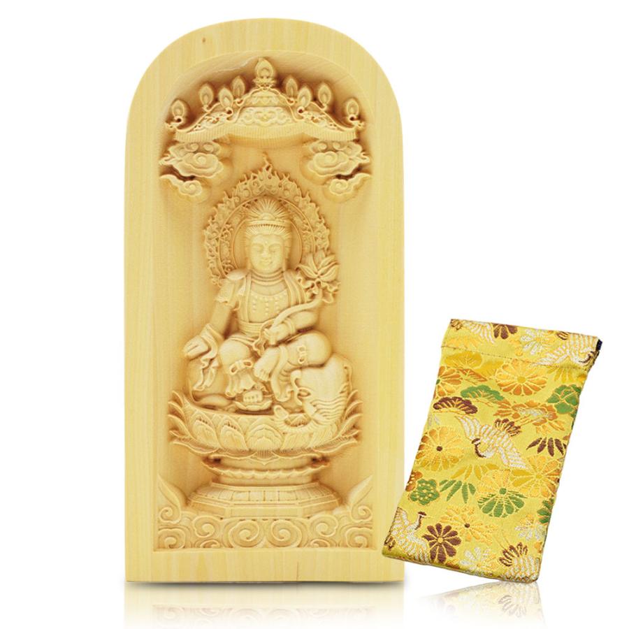 仏像 お守り 普賢菩薩 辰年 木彫り 柘植 幸福 開運 風水 厄除け 魔除け