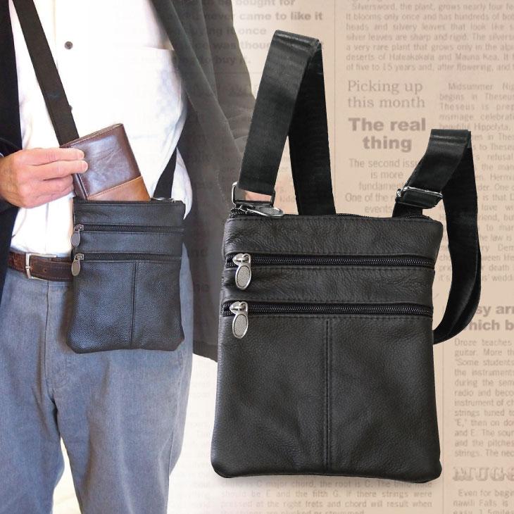牛革薄マチショルダー バッグ メンズ シニア ショルダーバッグ 肩掛け