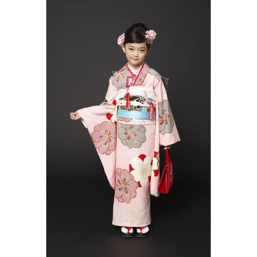 七五三 着物 7歳 フルセット 7才用 「紅一点」 女児着物セット 正絹