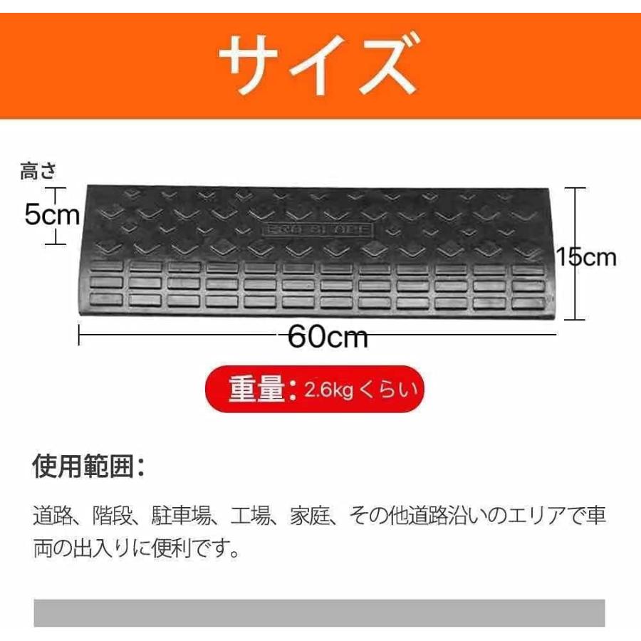 段差 スロープ プレート 幅60cm 高さ5cm用 4個セット 滑り止め ゴム製