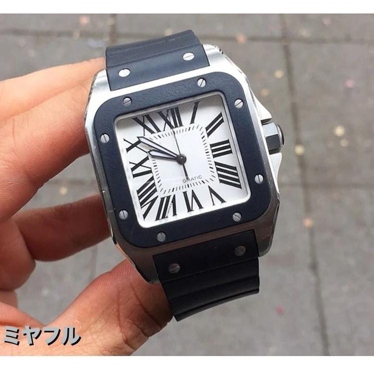 互換品】カルティエ サントス 時計ベルトラバーベルト バンド交換 23mm