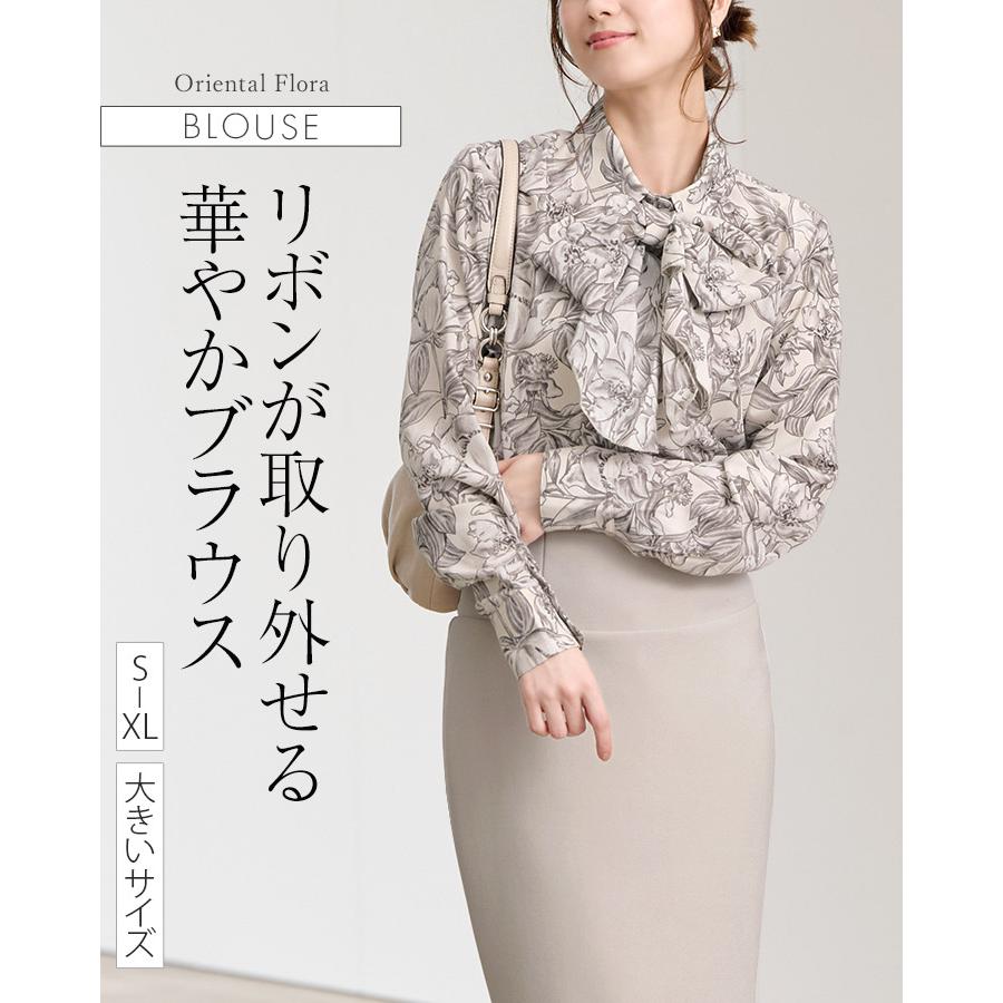 mimigrant ブラウス シャツカラー＆リボン オリエンタルフローラ sh
