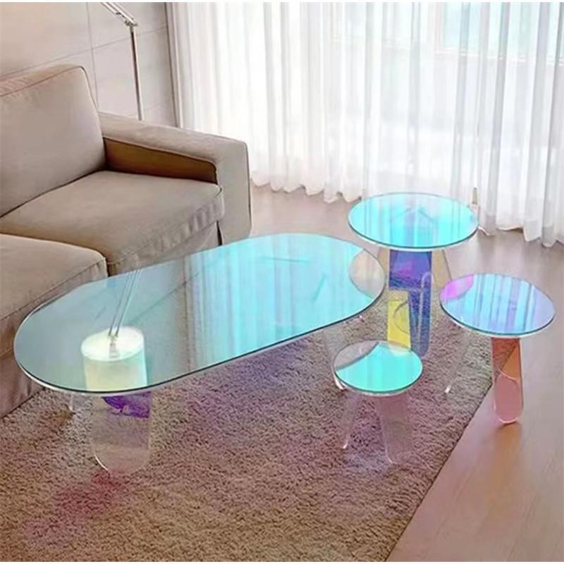 アクリルエンドテーブル クリア ラウンドサイドテーブル モダン