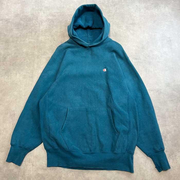 90's Champion Reverse Weave Parka GREEN/XL Made in USA