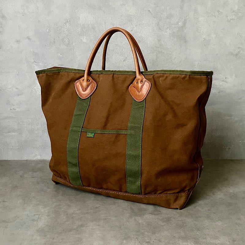 90's L.L BEAN Leather Handle Canvas Tote BAG BROWN/LARGE 90年代