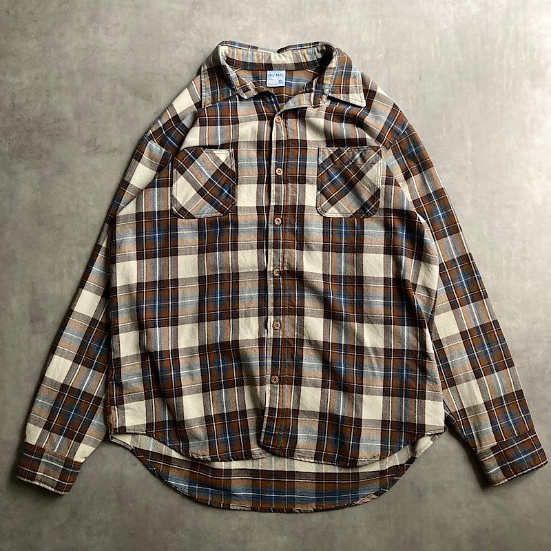 70's BIGMAC Check Nel Shirt BROWN×WHITE/XL 70年代 ビッグマック
