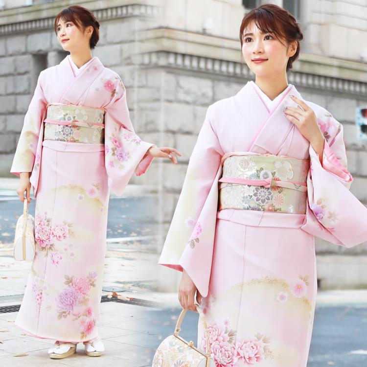 訪問着 19点フルコーディネートレンタルセット「薄ピンク地の白ばかし