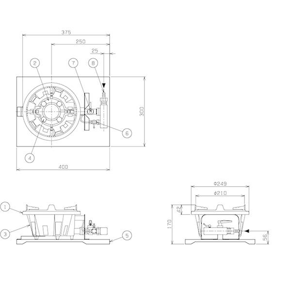 業務用鋳物コンロ ガスバーナー マルゼン スーパージャンボバーナー