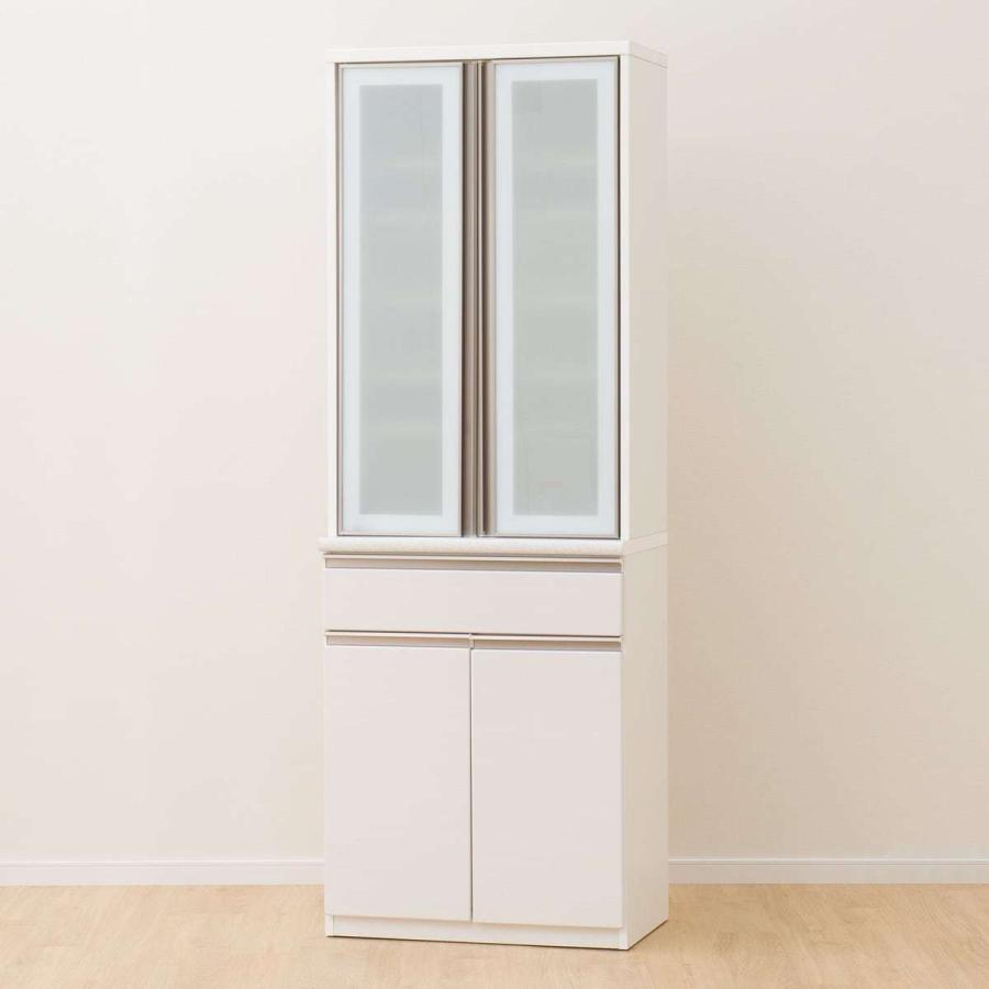 ニトリ（NITORI） 幅70cm 食器棚(アルミナ2 70DB WH) ニトリ期間限定