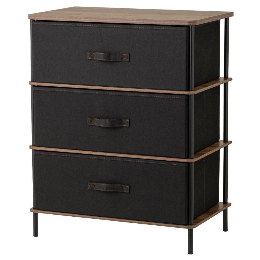 ニトリ（NITORI） 3段チェスト PST2 (ミドルブラウン/ブラック) タンス