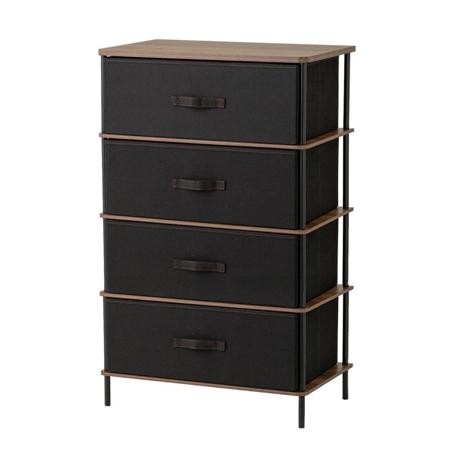 ニトリ（NITORI） 4段チェスト PST2 (ミドルブラウン/ブラック) タンス