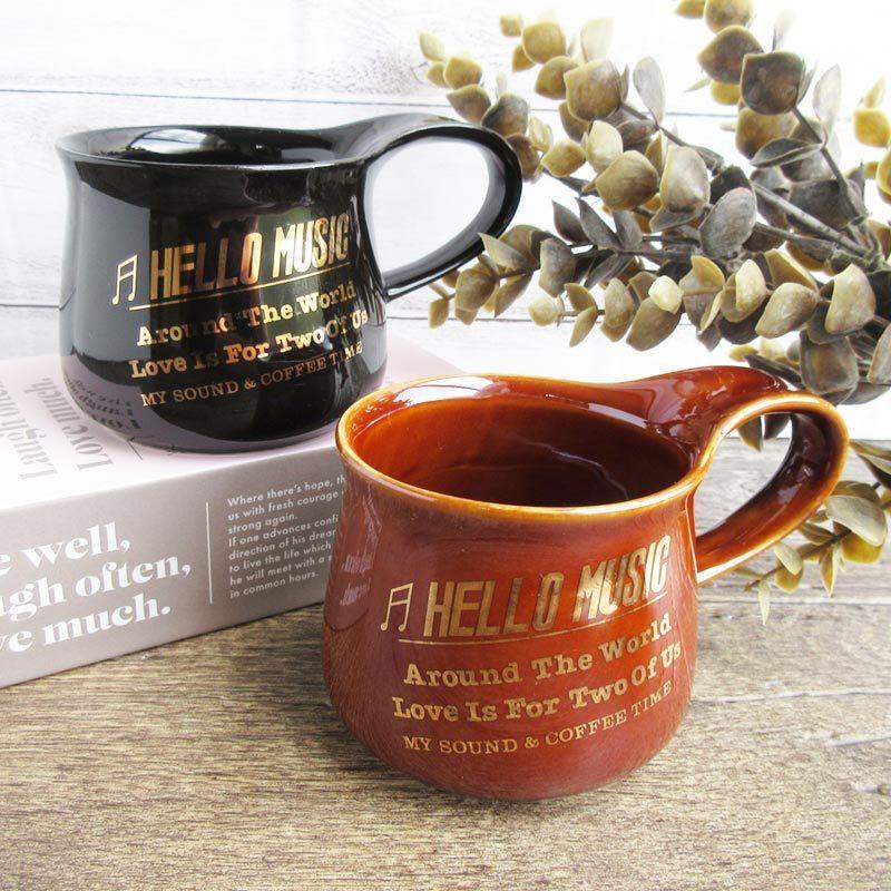 マグカップ 250cc 洋食器 マグ HELLO MUSIC 昭和レトロ 持ち手と一体型