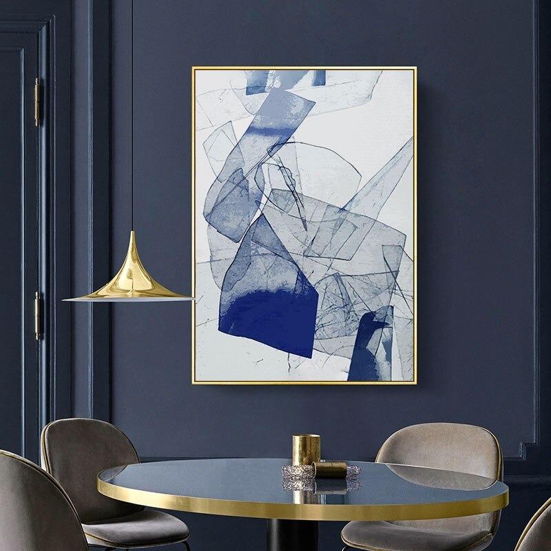 額付 アートポスター アートフレーム おしゃれ 絵画 青い抽象画 A4 A3