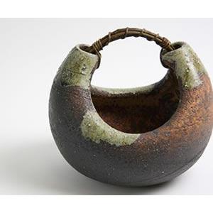 信楽焼 古陶つる渡し花器 和風 癒し 壷 つぼ 花瓶 花器 花入れ 陶器