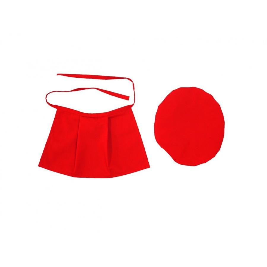 お地蔵さん 前掛け よだれかけ 帽子 普通サイズ 赤 セット : 和柄雑貨