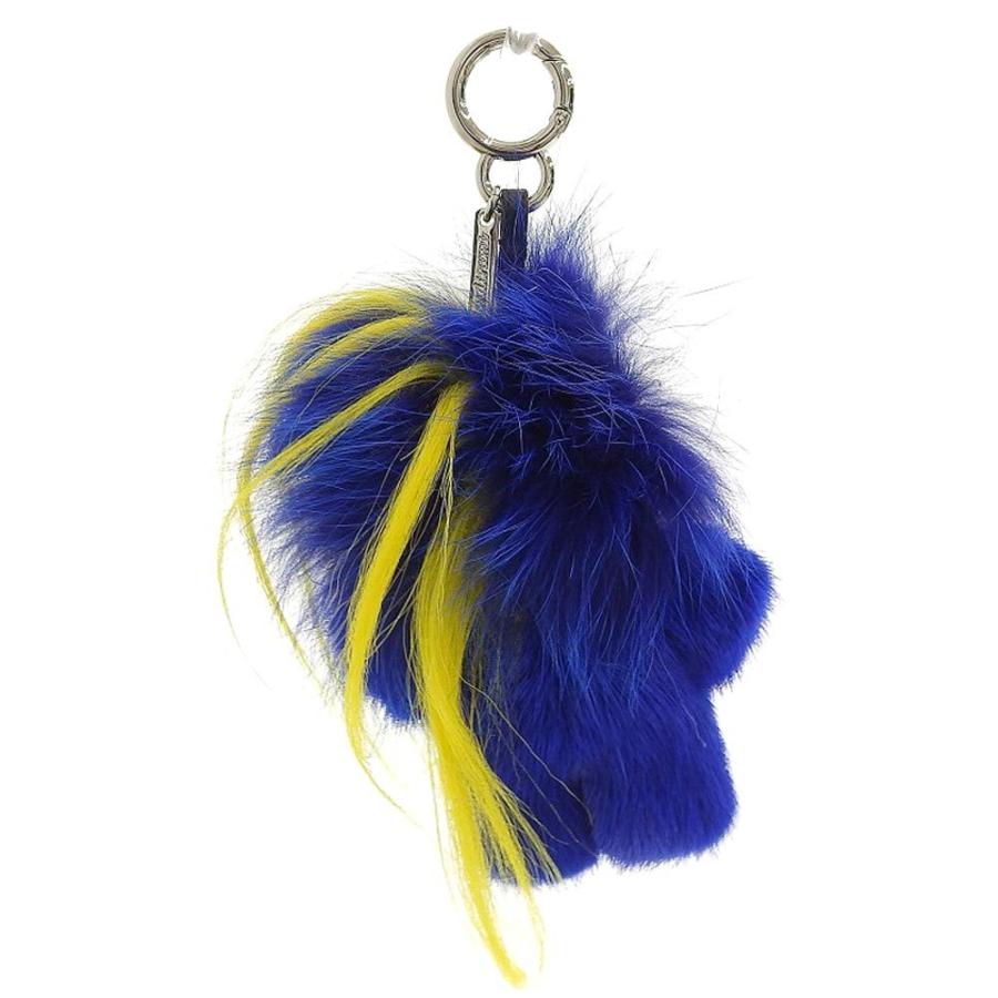 FENDI（フェンディ） チャーム モンスター キーホルダー ファー ブルー