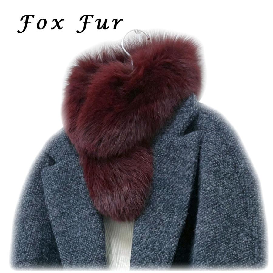 フォックス ボルドー レッド 赤 ワイン ファー ティペット マフラー