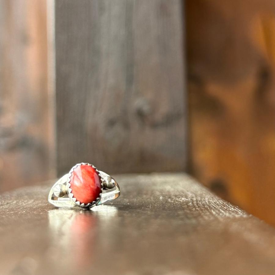 アップルコーラルリング サンゴ インディアンジュエリー/ネイティブ