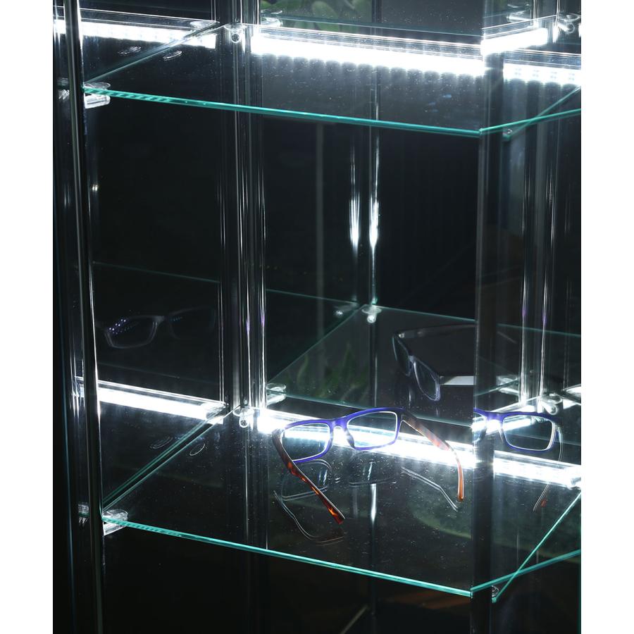 爆買 ガラス コレクションケース 4段 背面ミラー LEDライト付 幅42.5cm