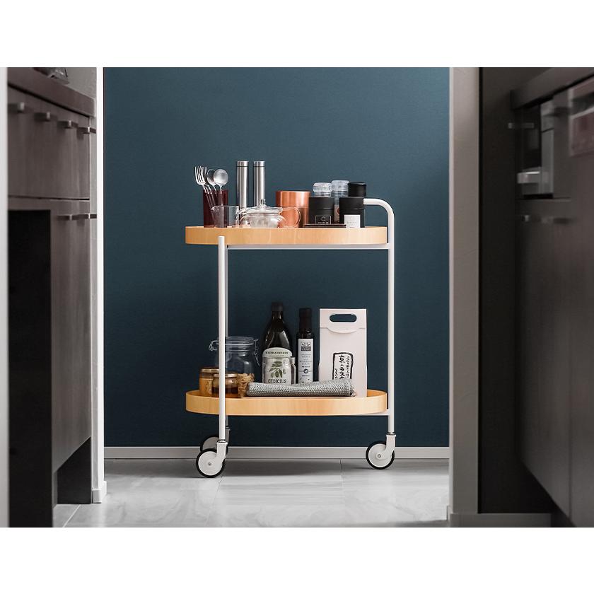 MOHEIM（モヘイム） 特典付 キッチンワゴン 2段 キャスター付き 天板