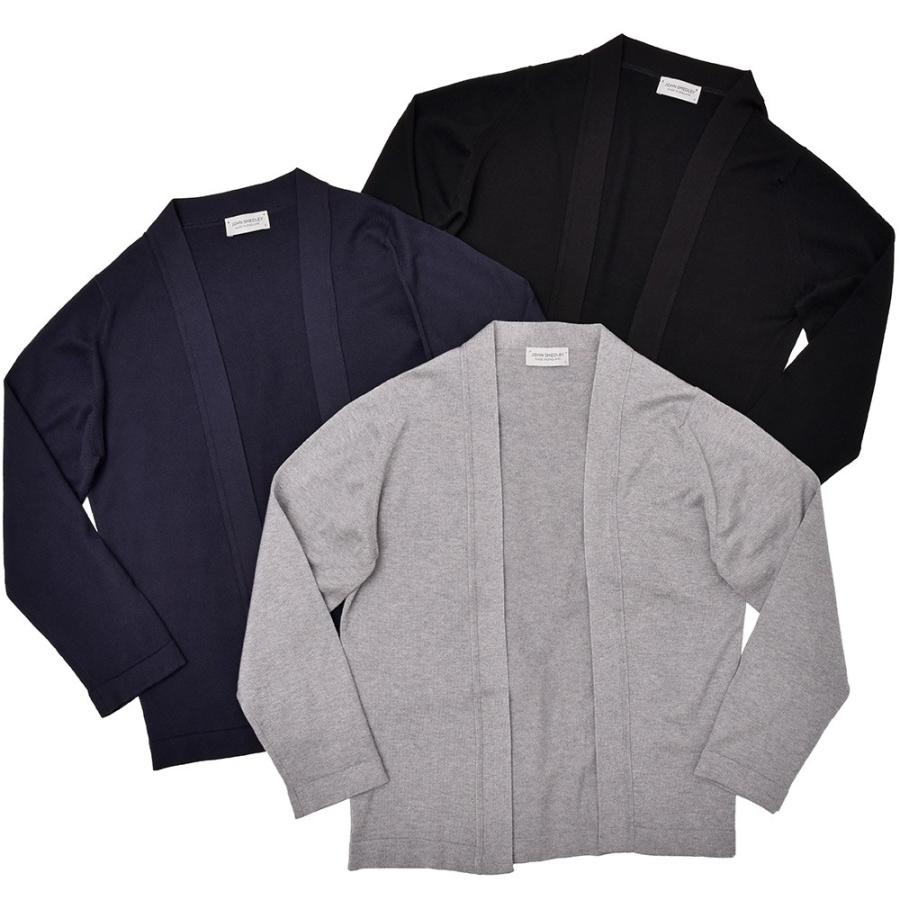 ジョンスメドレーA4515ボタンレスカーディガングレーネイビー ジョン