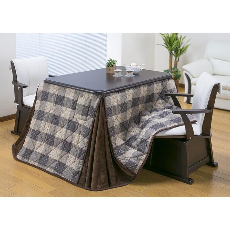 ダイニングこたつ 4点セット 2人掛け テーブル こたつ布団 チェア2脚