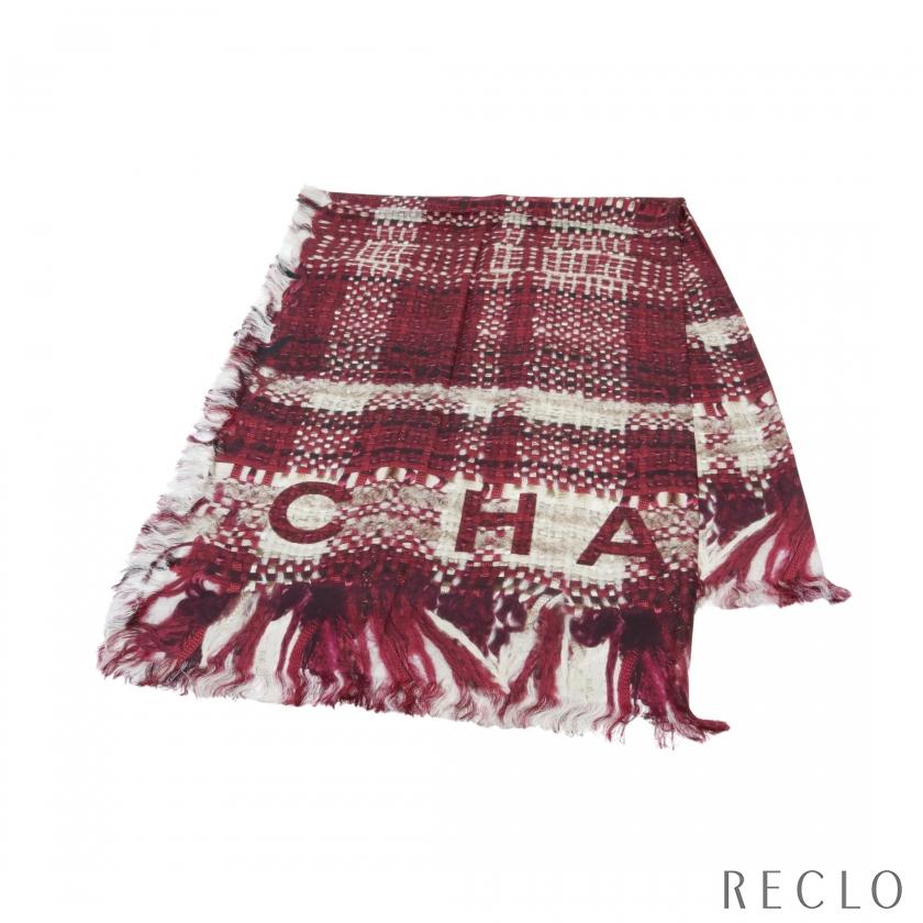 美品 CHANEL 大判ストール ペイズリー シルク/カシミア ブラウン系