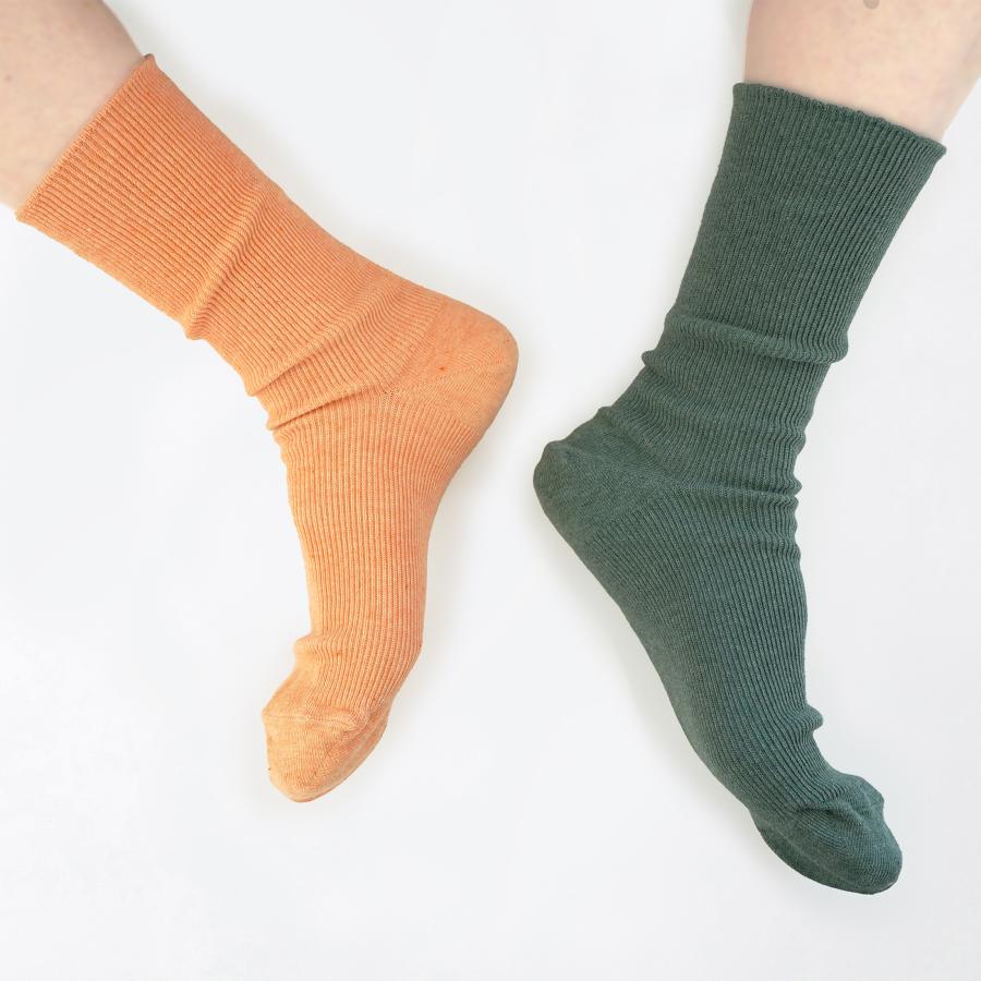 奈良 靴下 日本製 創喜 RE LOOP ゴム無しリブクルーソックス2Pセット